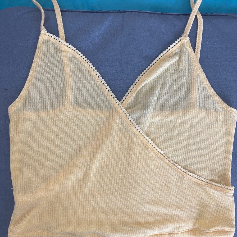 Yellow Spaghetti strap crop top
